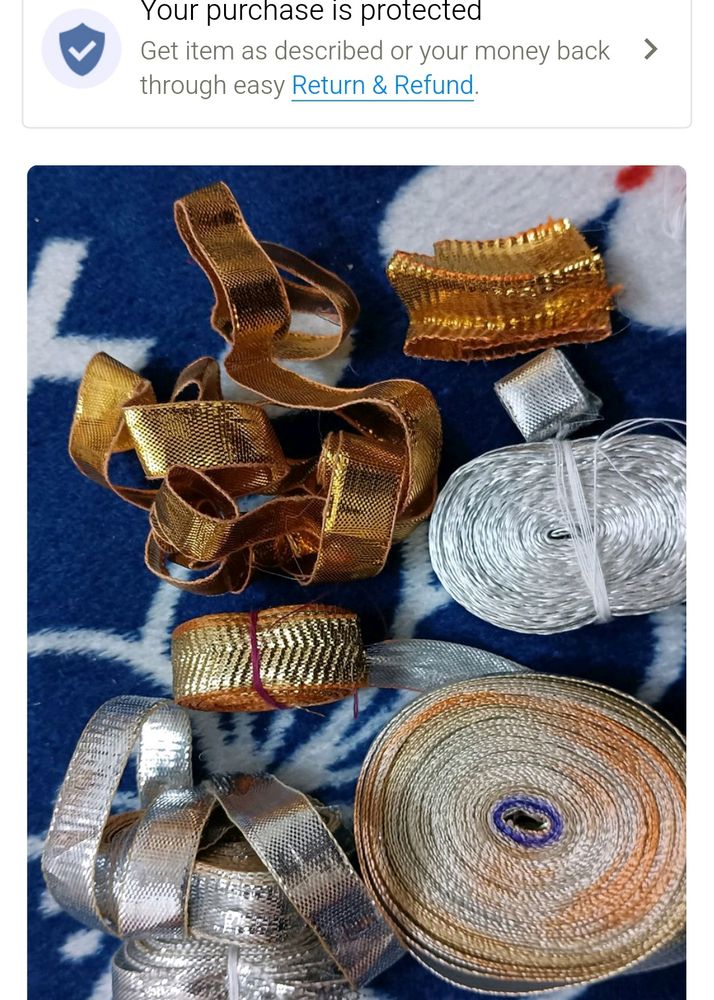 50 Pc Blue Stones And Gota Laces , Pink Chain