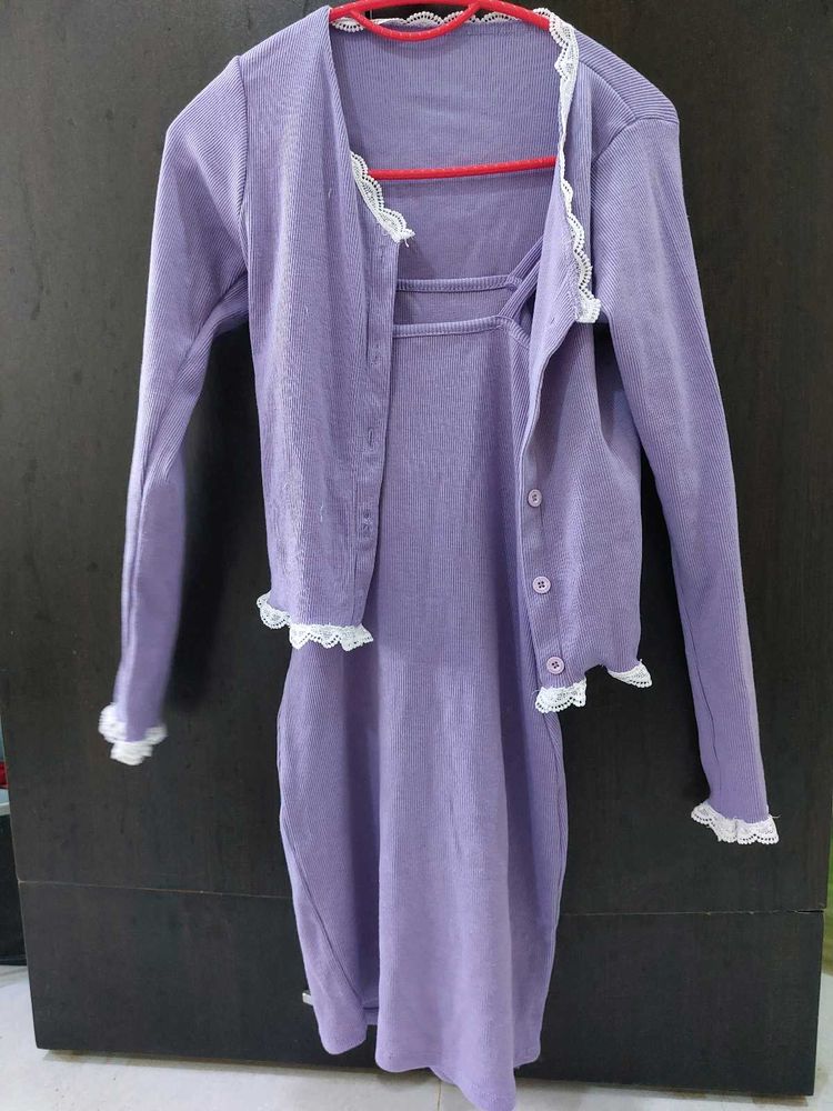 Purple Co-ord Set Bodycon Dress