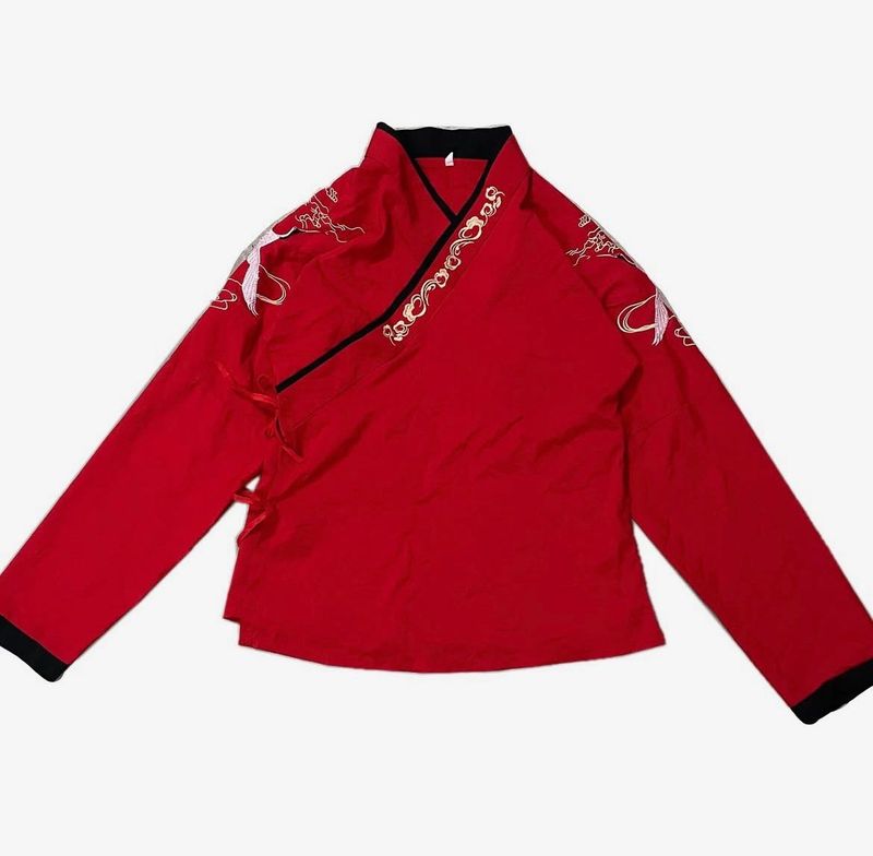 Red Embroidered Hanfu Top