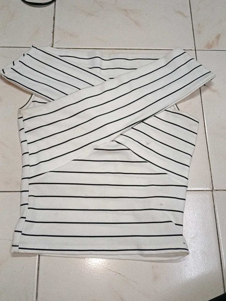 Striped Cross Over Top