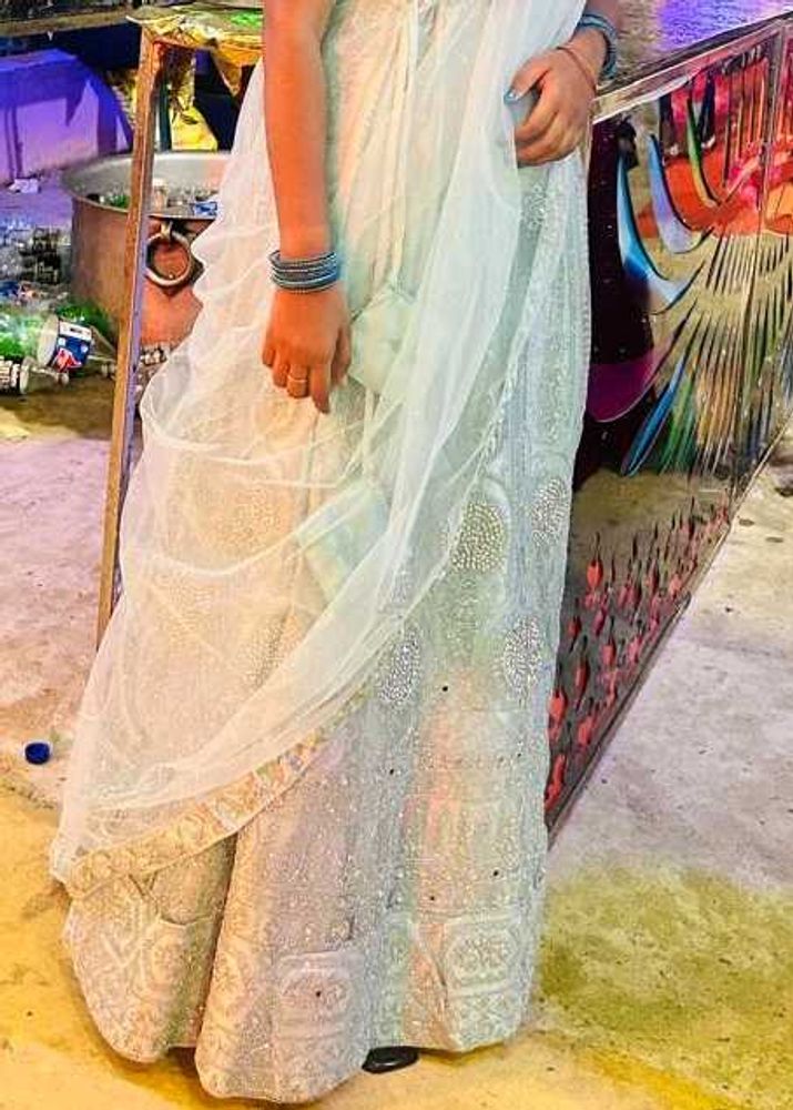 Bridal Powder Blue Colour Lehenga With Heavy Work