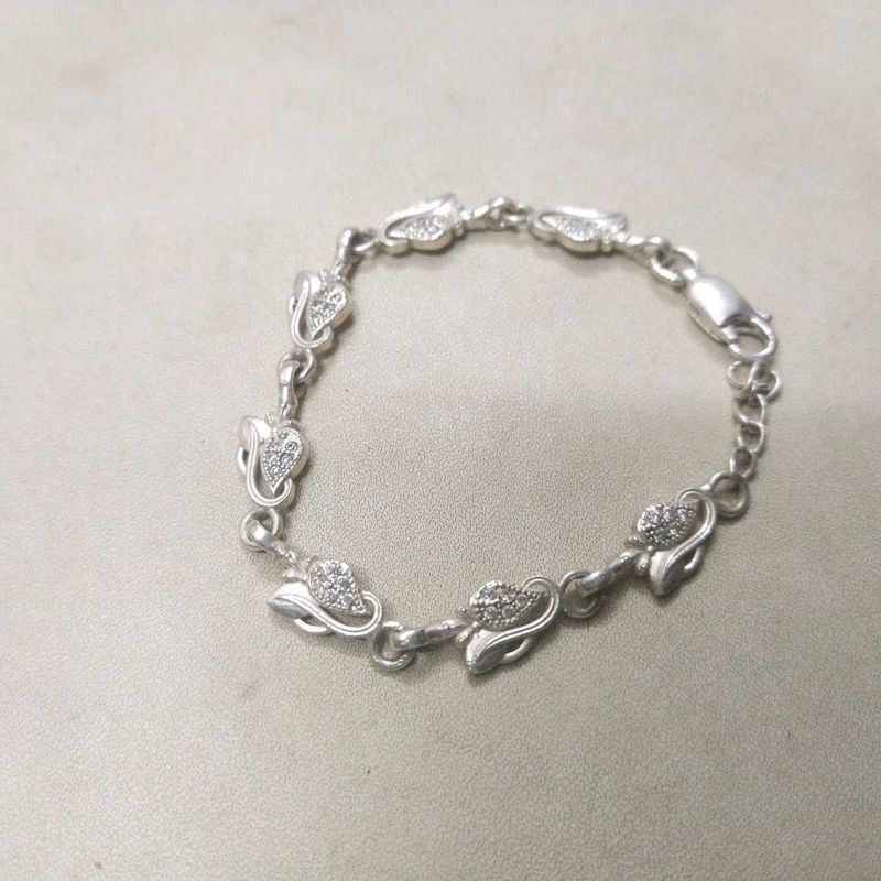 Pure Silver CZ Adjustable Hand Bracelet