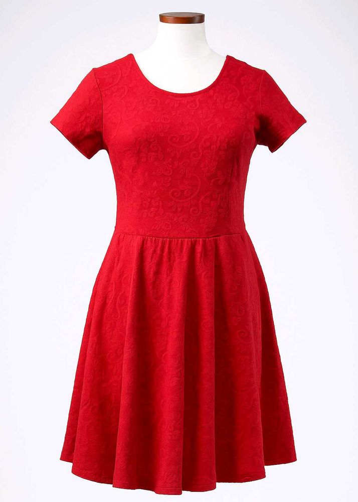 Imported Red Fit &amp; Flare Dress