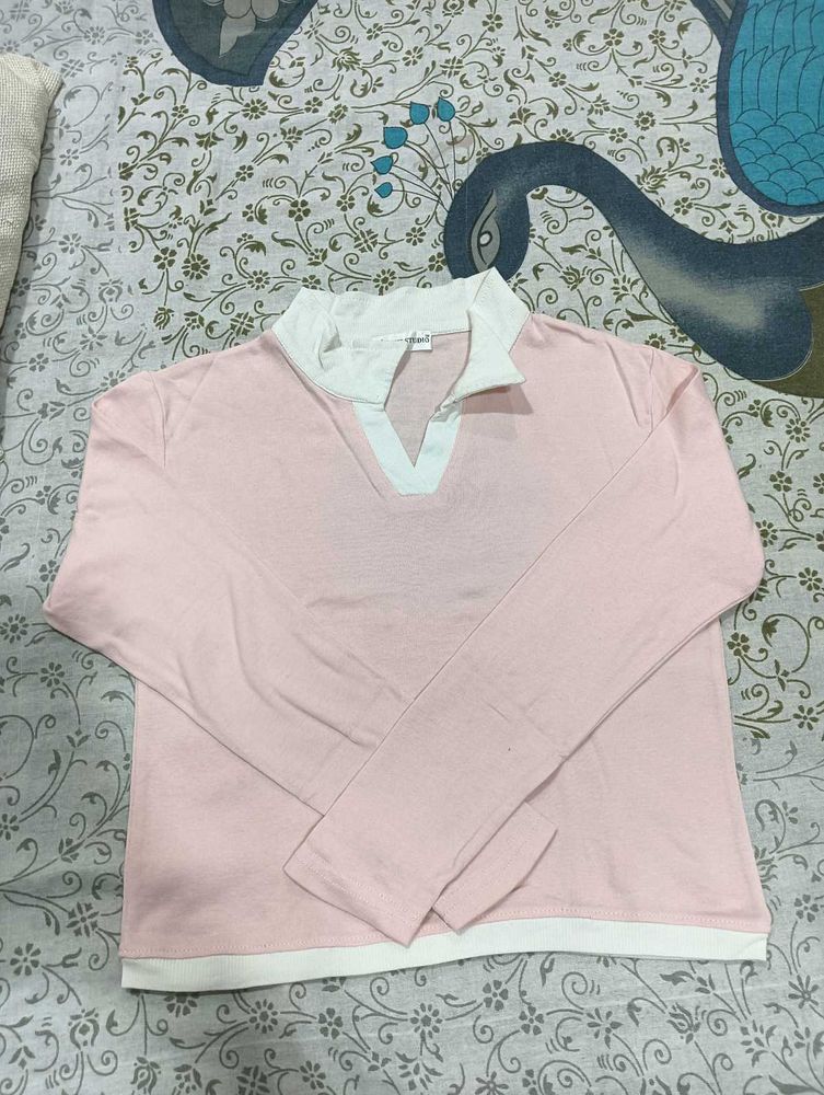 Pink Long Sleeve Polo