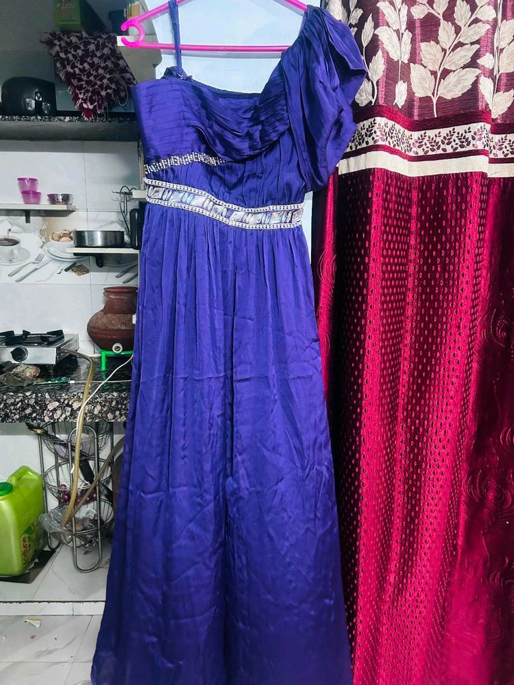 Long Flared Party Gown Mirror Stone Dress New