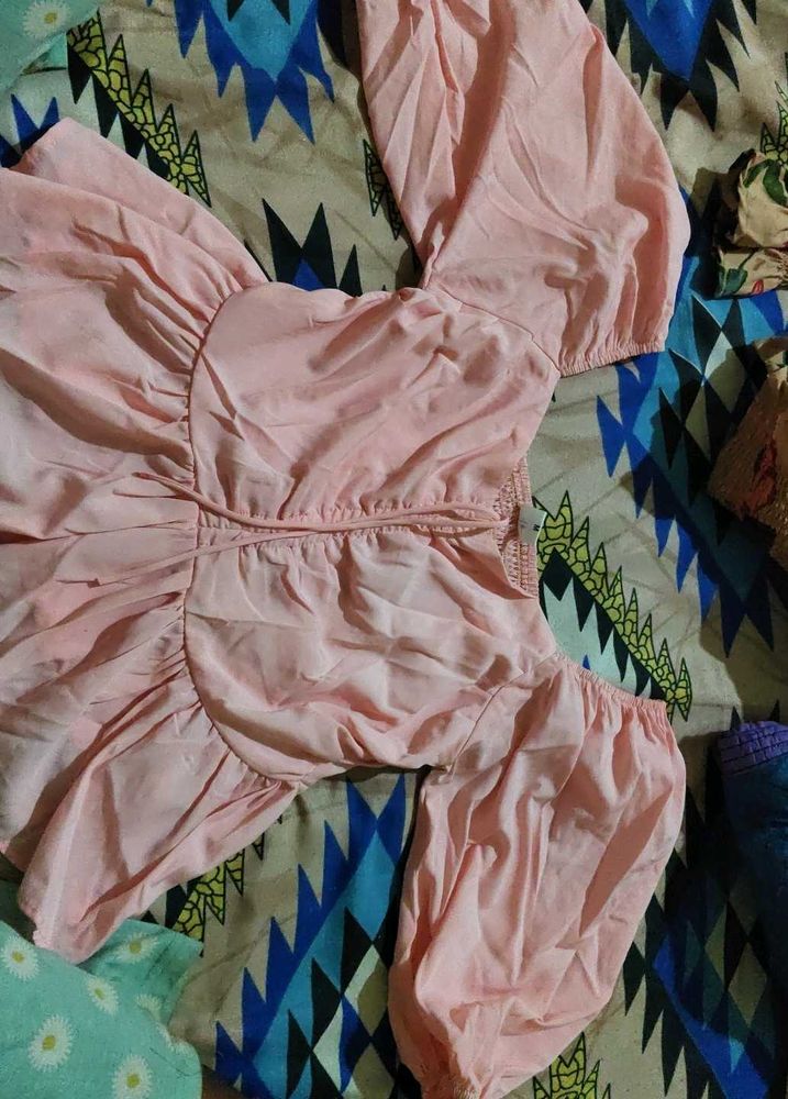 Cute Pink Puff Sleeve Top