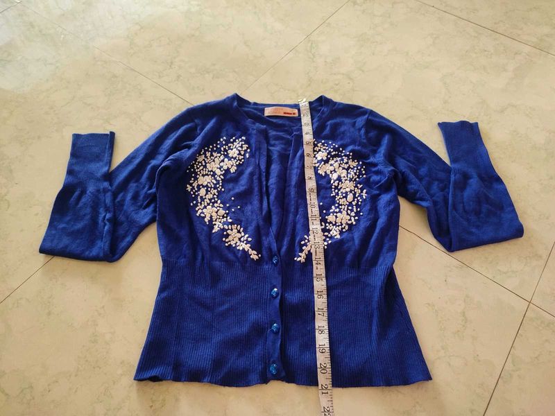 Soft Blue Embellished Cardigan 36-40