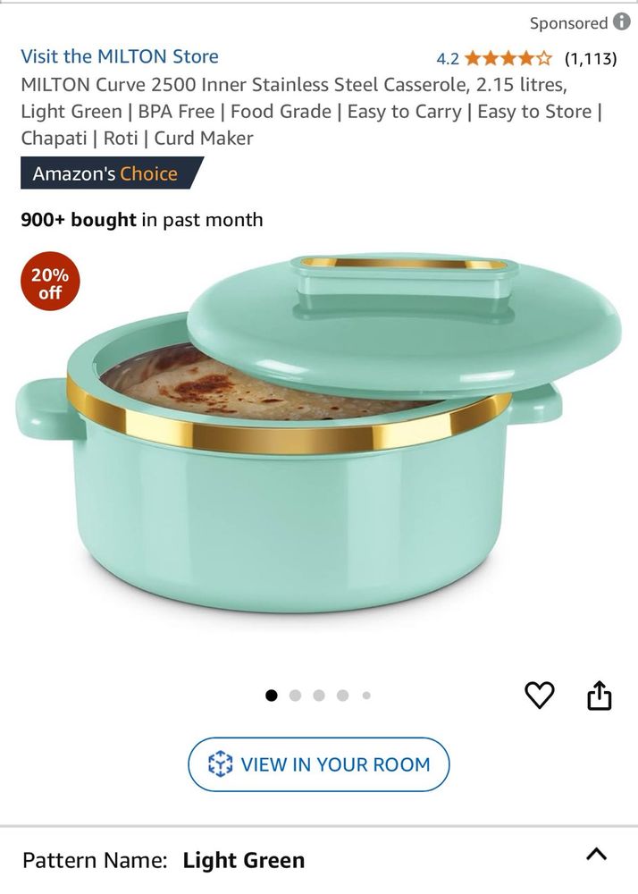 Brand New Milton  curve Casserole 2.15 Litres