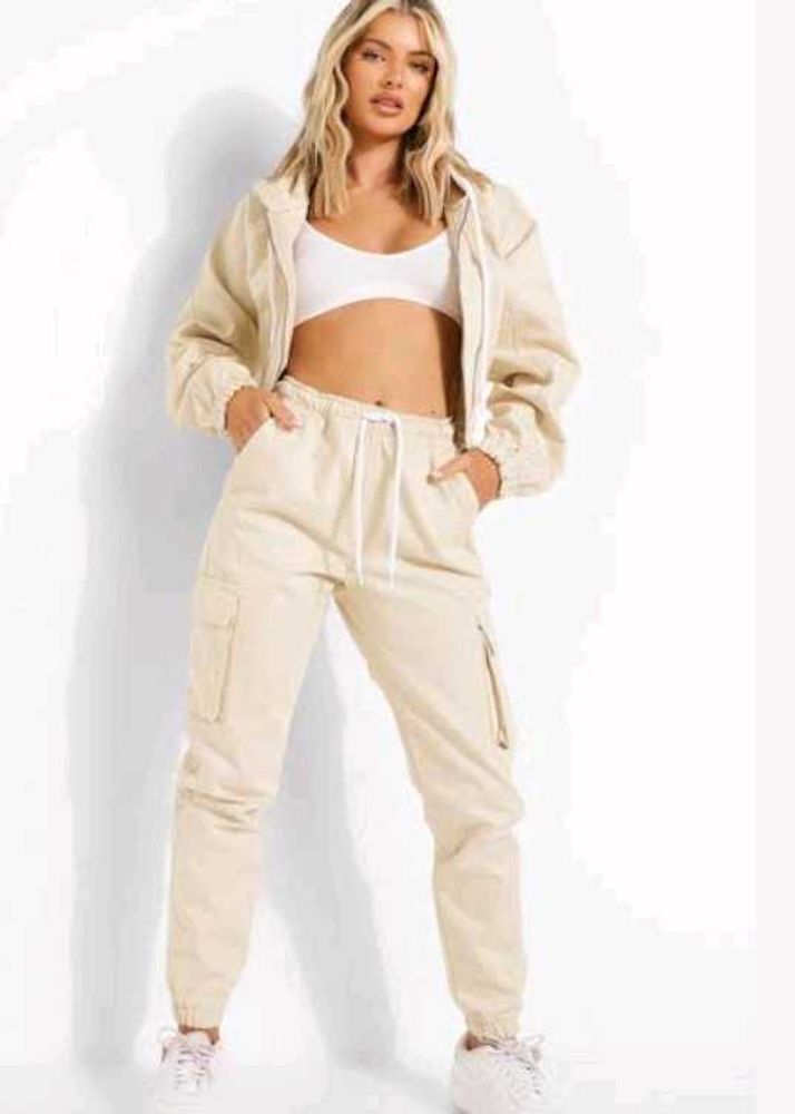 Casual Beige Cargo Jogger Pants