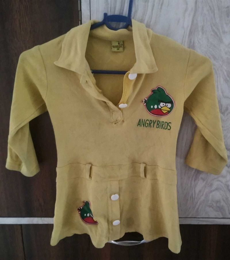 Kid Girl Angry Birds Printed Tunic