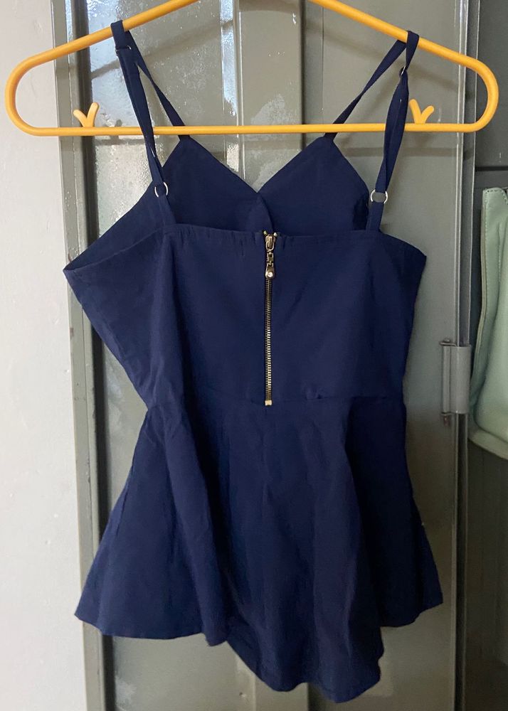 Navy Peplum Top