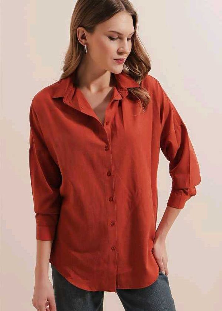 Rust Baggy/ Formal Shirt For Casual Wears