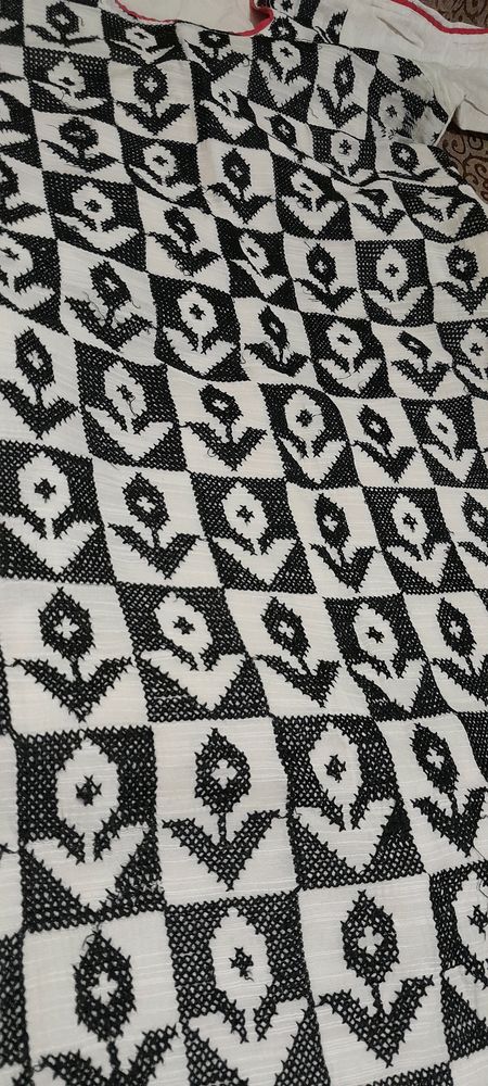 Black 🖤&amp;White  Thread Work Kurti