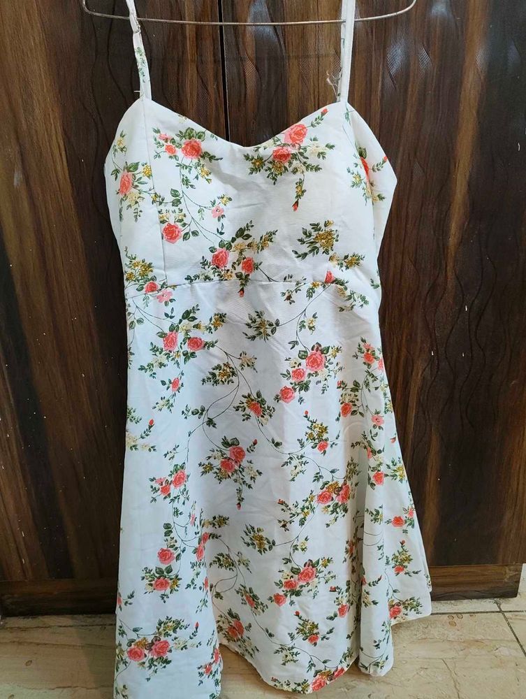 white floral bow back dress