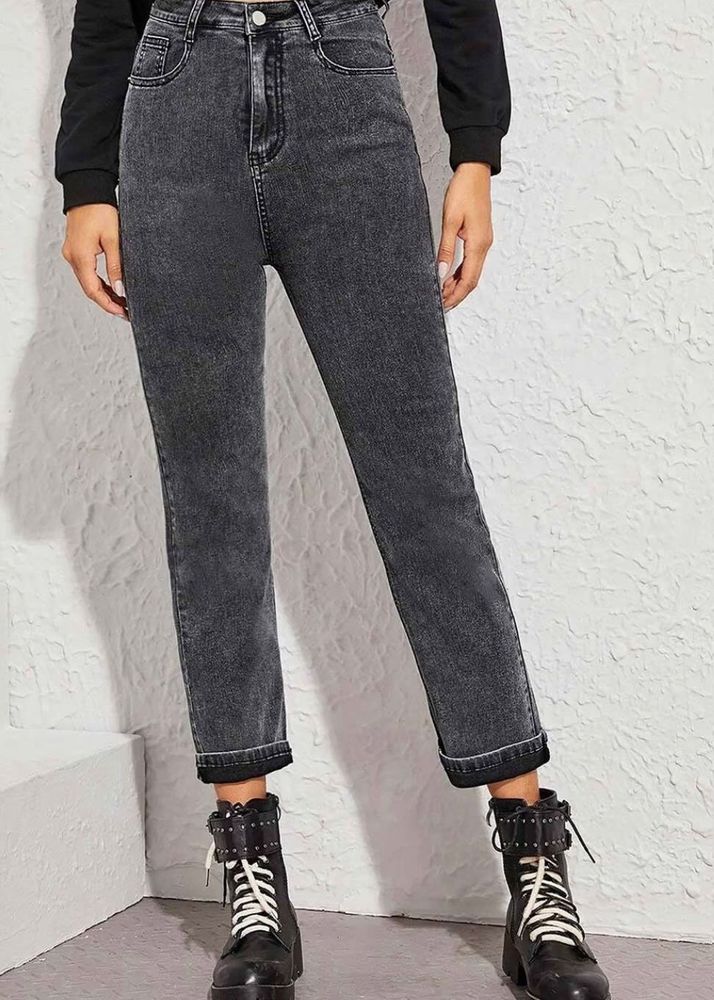 High Waist Acid Wash Denim Jeans