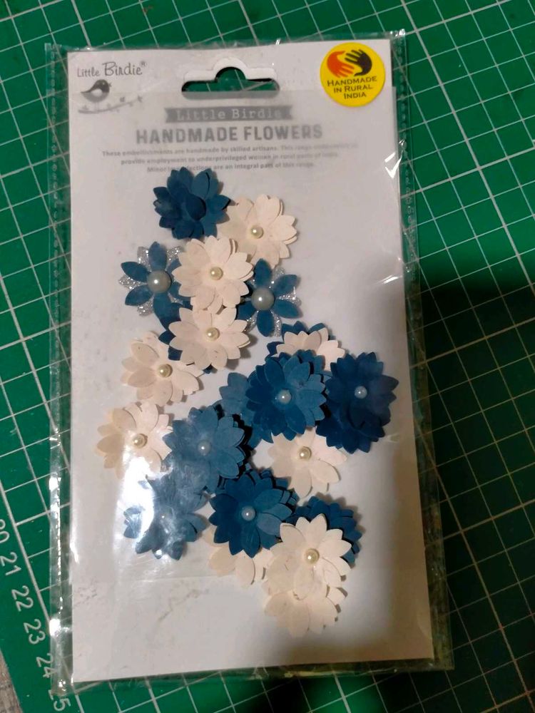 Handmade Flowers Blue N Cream Color