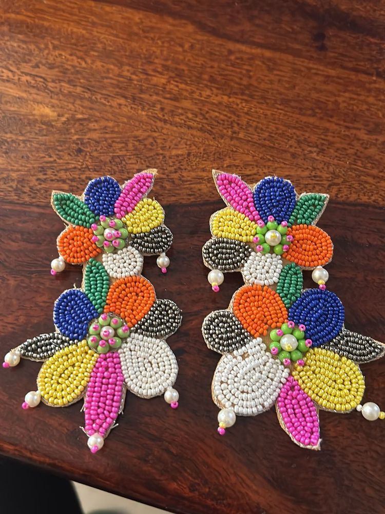 2 Time Worn Multicoloured Beaded Earrings