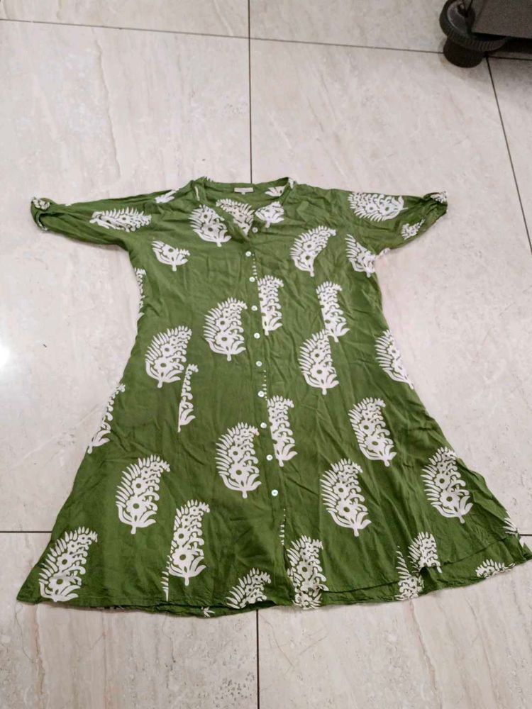 Green Printed Kurta