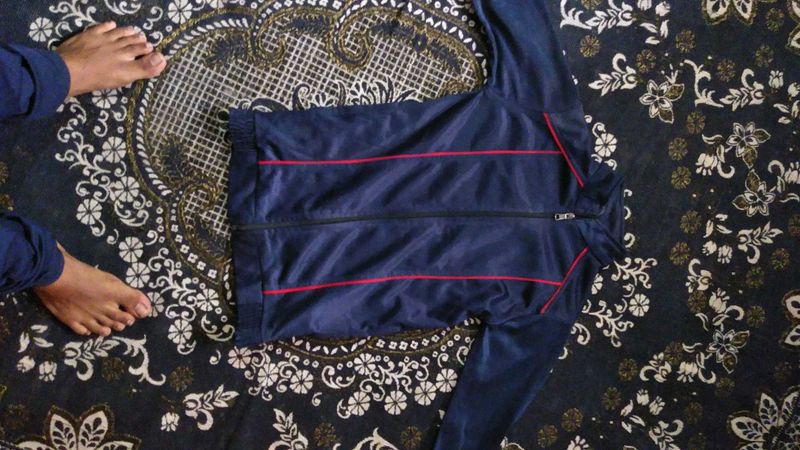 Blue Jacket with Red Stripes