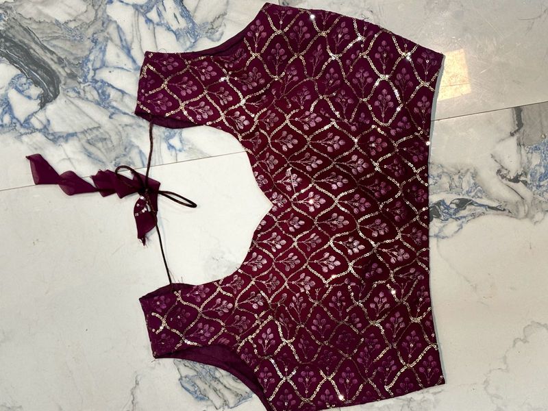 Maroon Embroidered Saree Blouse
