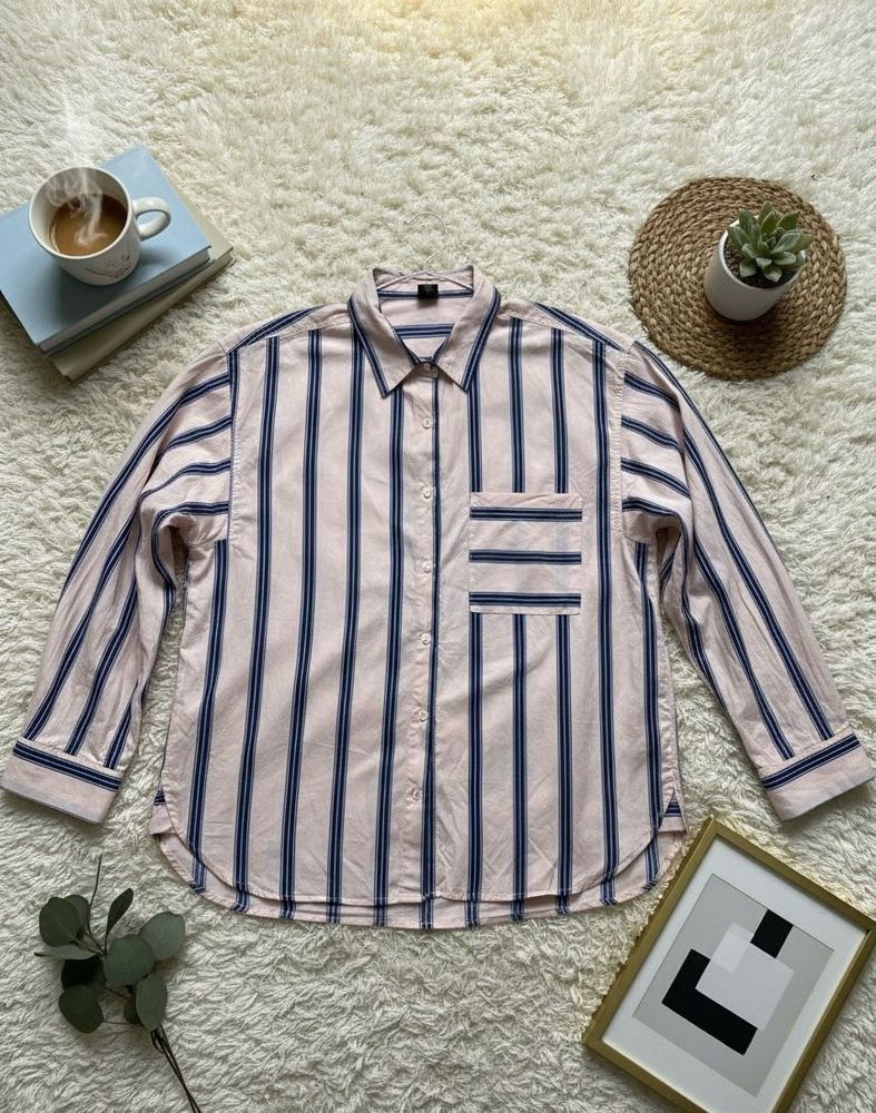 Striped Button-Down oversized women shirt