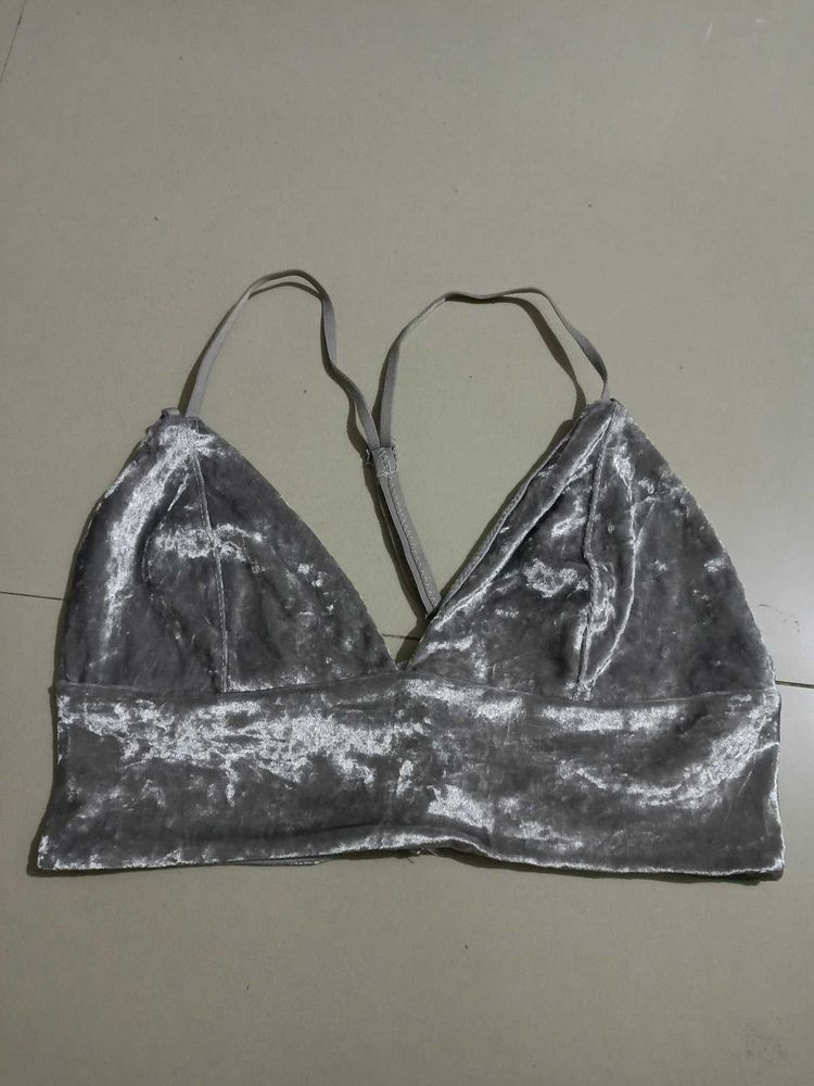 Gray velvet bralette bra