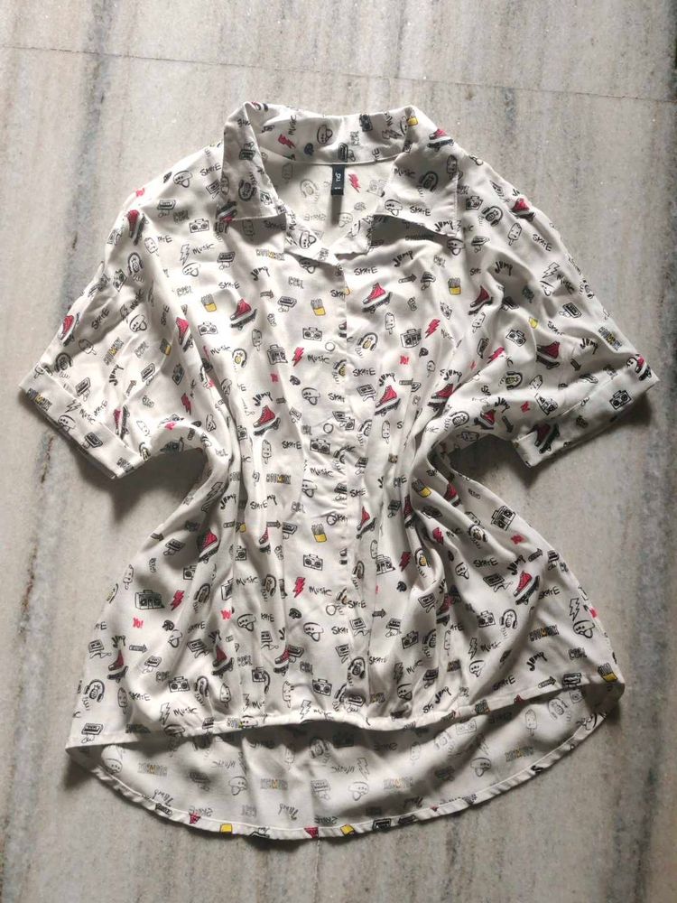 Printed Collared Casual Top