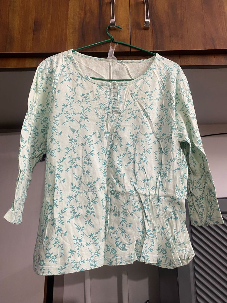 Floral Print Green and blue Tops -2