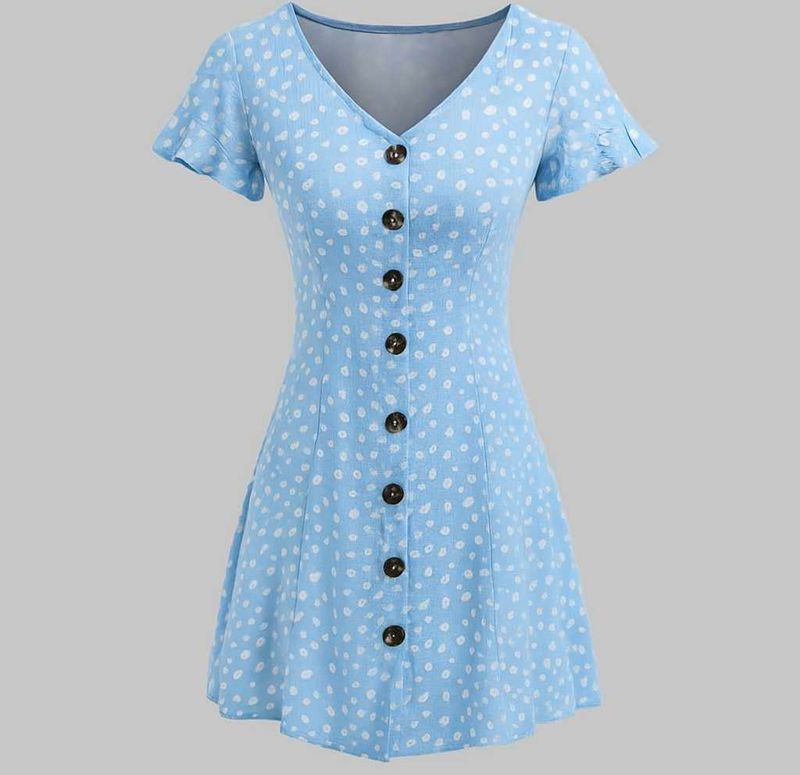 Cute Blue Polka Dot croset Dress