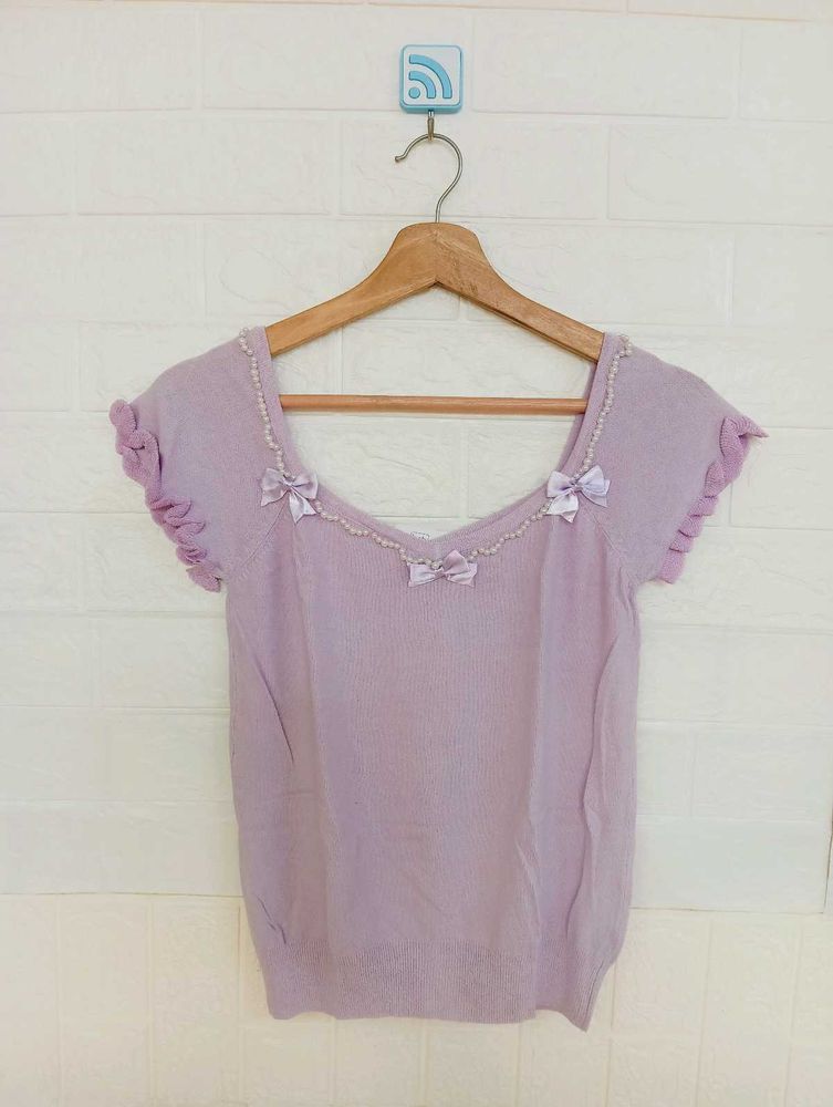 Cute Lavender Top with Bows
