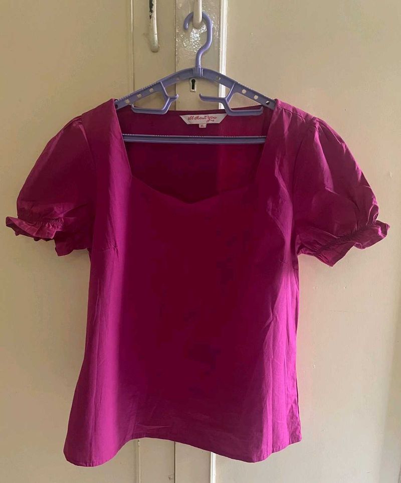 Pink Puff Sleeve Top