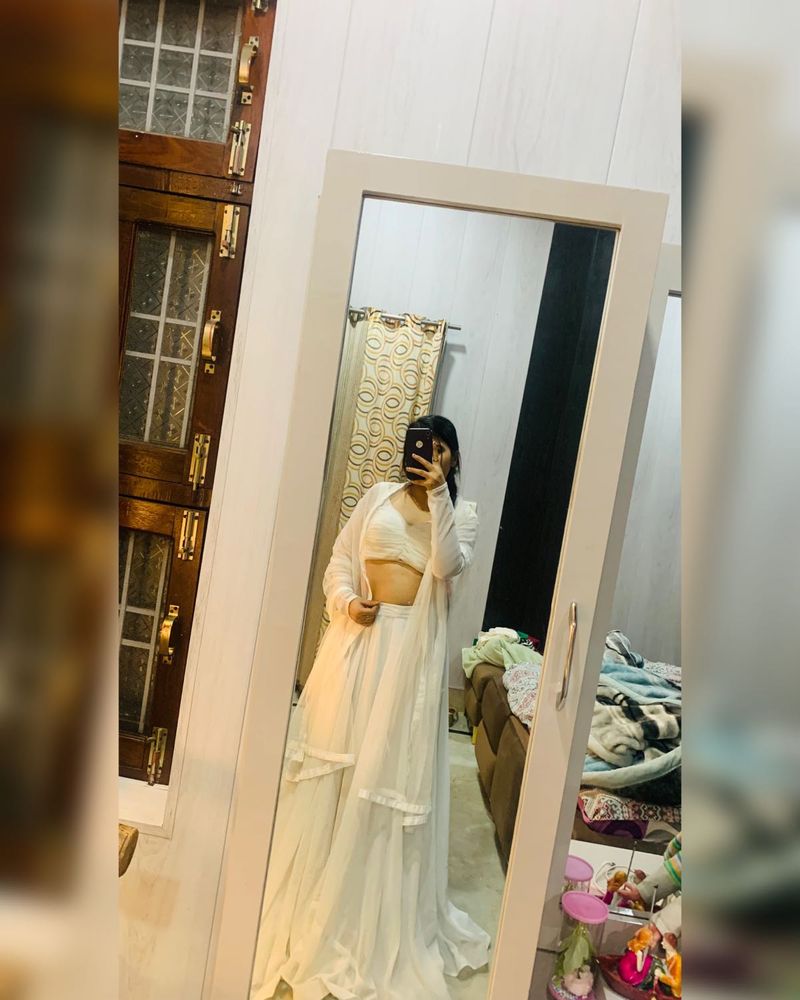 Georgette Backless Lehanga🤍🎀🦋