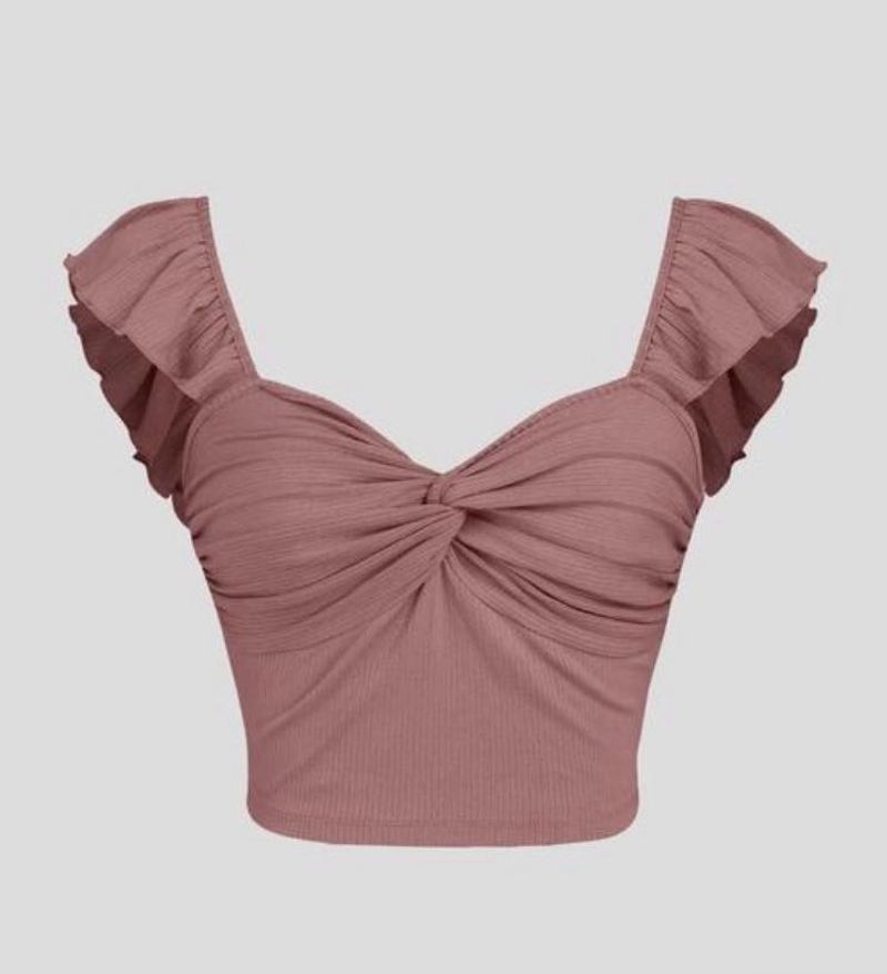 Ribbed Ruffle Crop Top