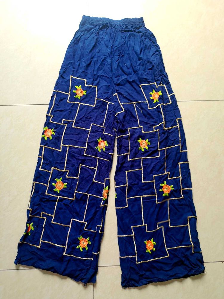 Blue Floral Palazzo Pants