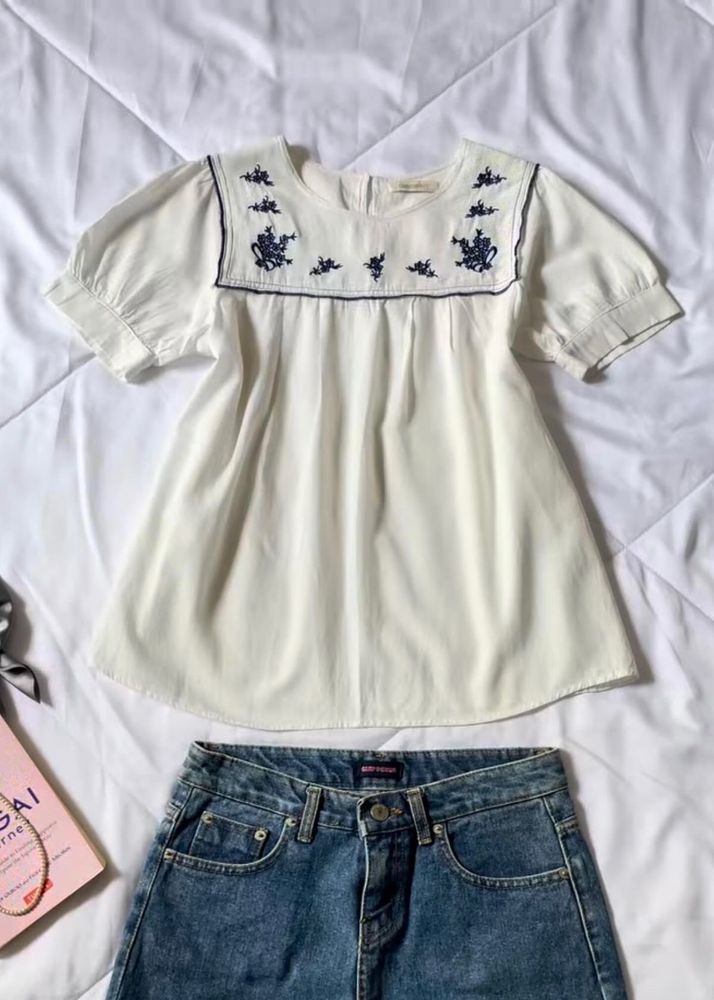 White Embroidery Top