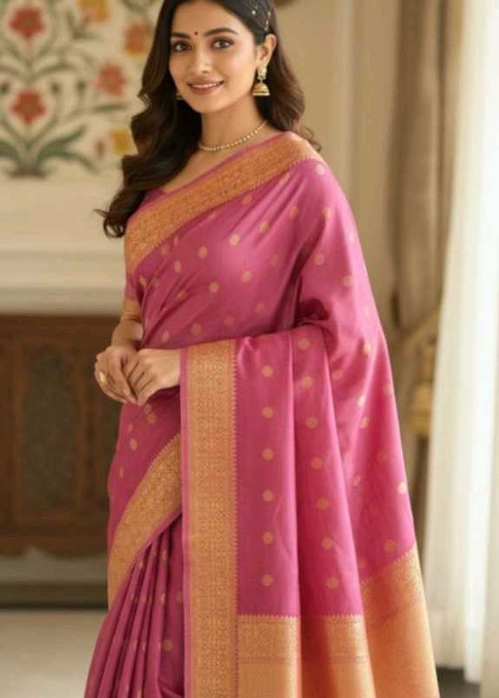 Elegant Pink Saree with Blouse Piece
