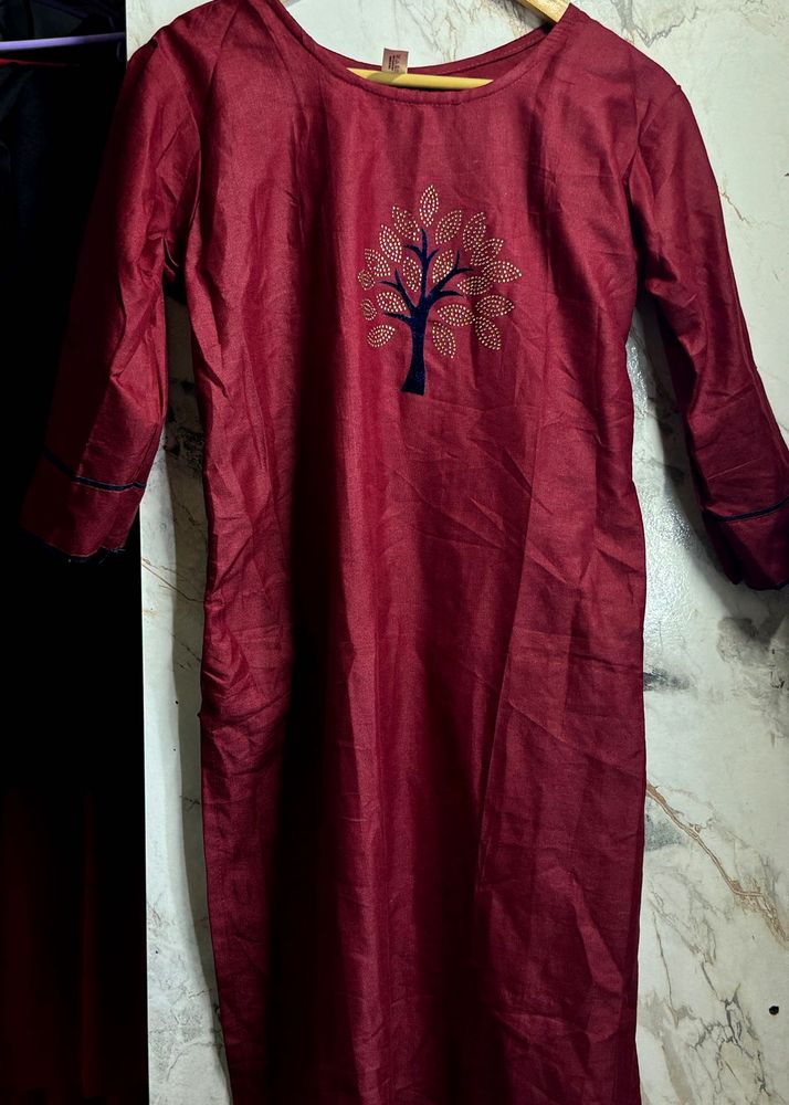 Red Tree Print Kurti