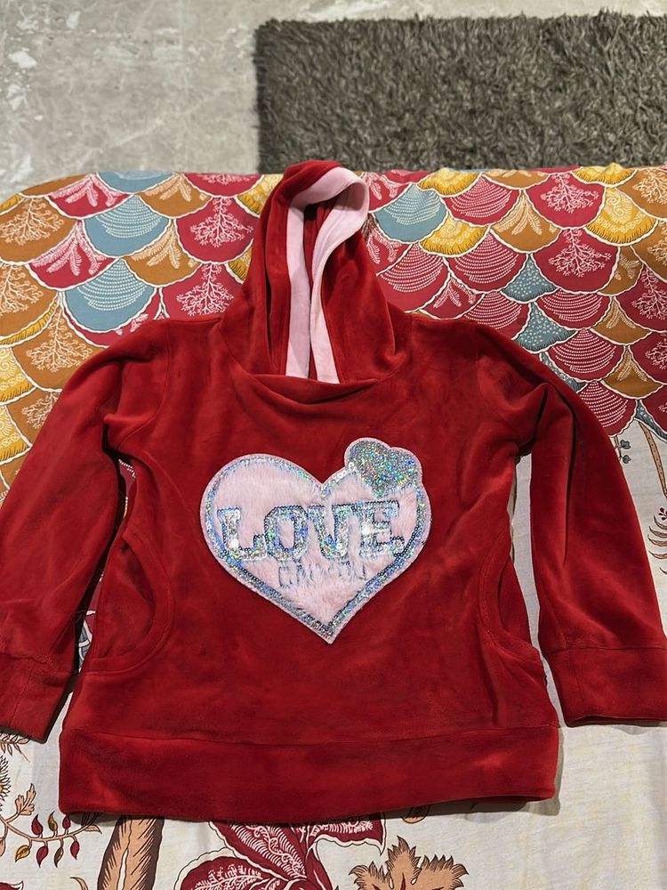 Red &#39;Love&#39; Hoodie