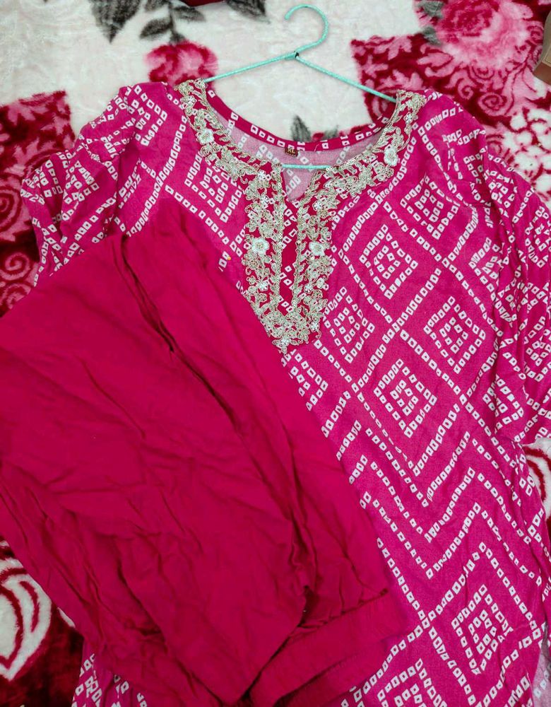 Pink Embroidered Kurta Set