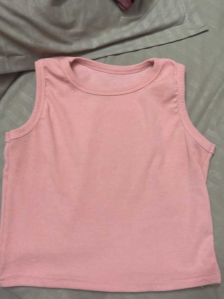 Cute Pink Ribbed Tank Top