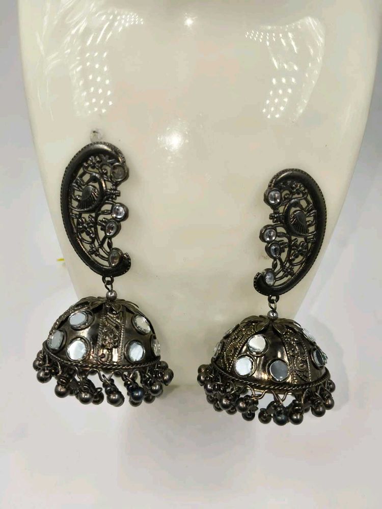Oxidized Jhumka Earrings