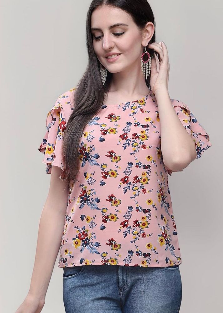 Floral Flutter Sleeve Top
