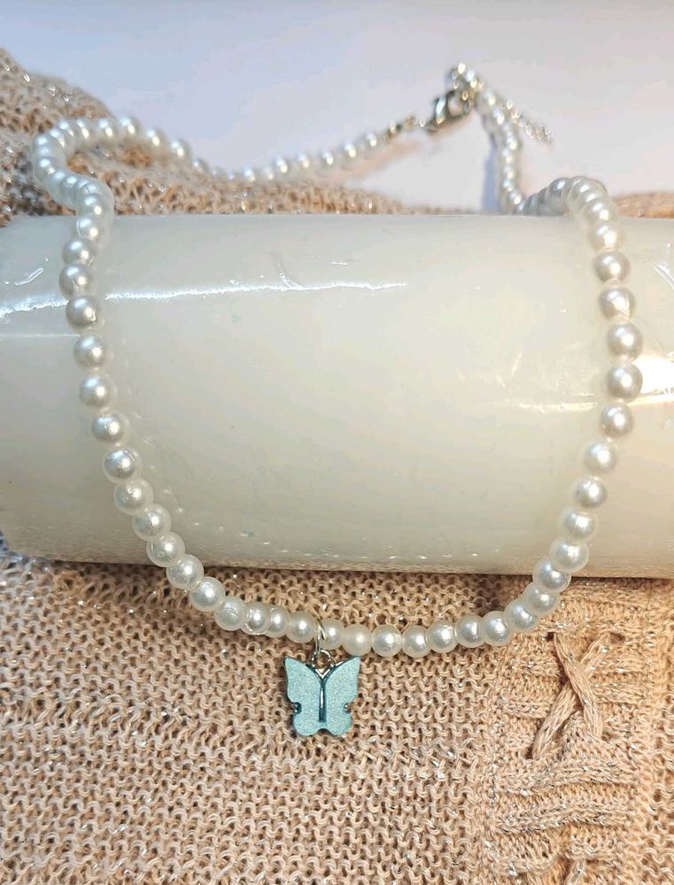 Pearl Necklace With Butterfly Charm