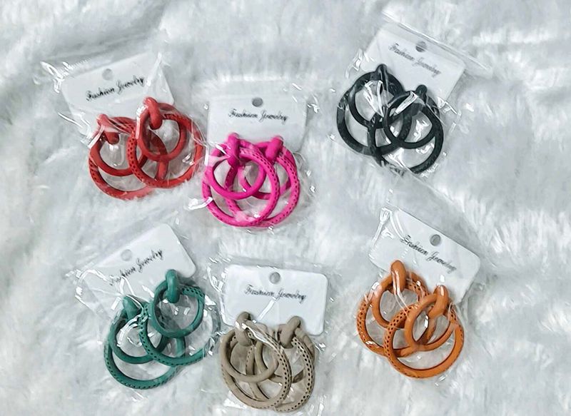 New 6 Color Combo Metal Earings/ Fixed Price