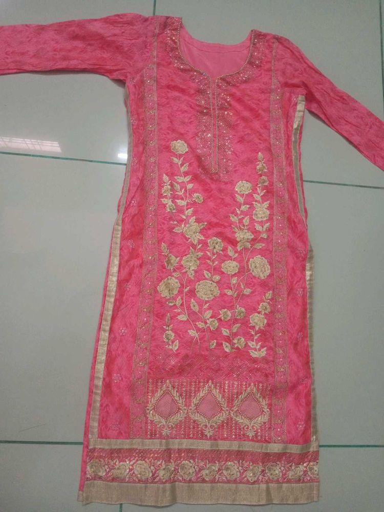 Pink Embroidered Kurti