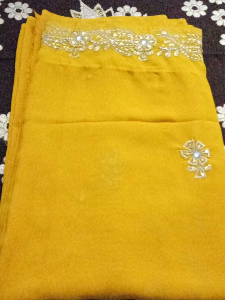 Elegant Yellow Embroidered Saree