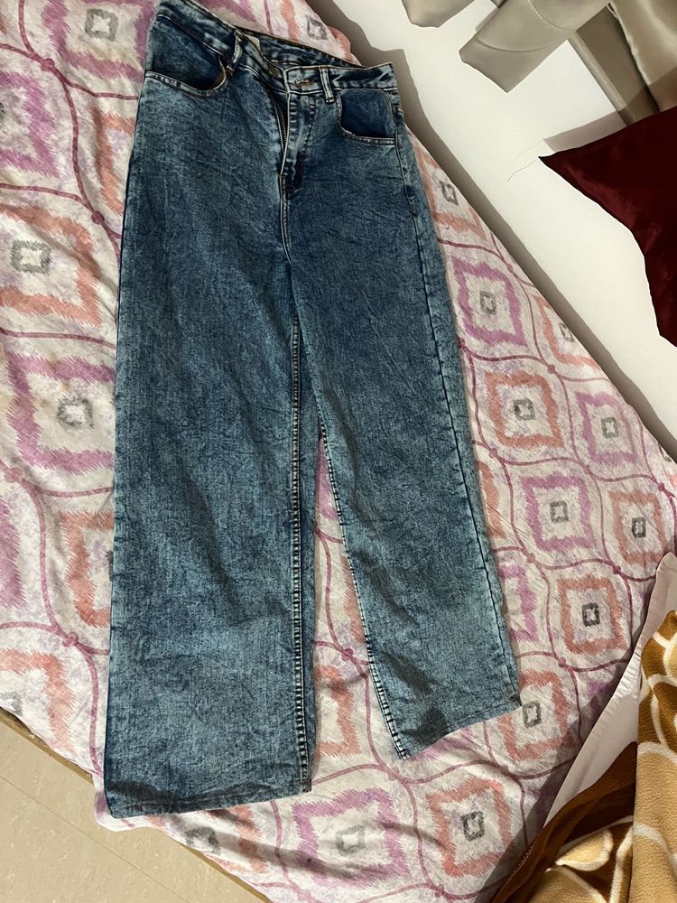 Acid Wash Wide Leg Jeans