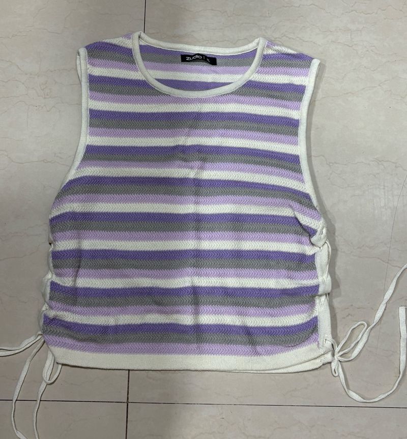 Striped croshe Tank Top