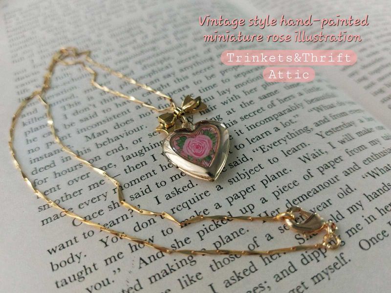 Heart Locket Hand painted Necklace