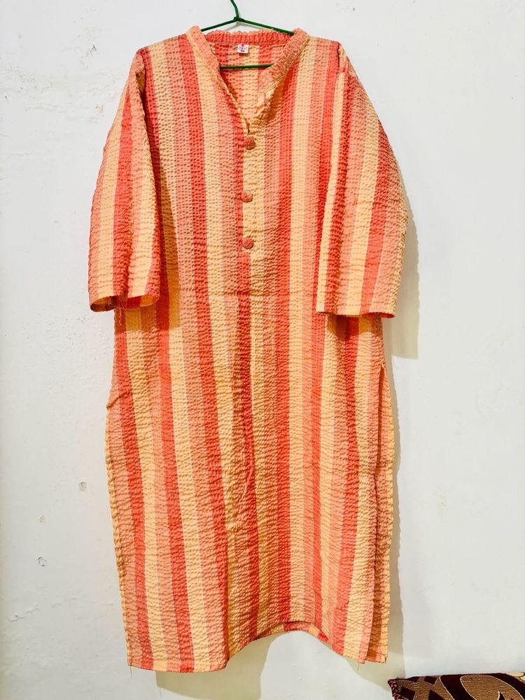 Coral Coloured Crinkled Kurta Top(XXL)🍑